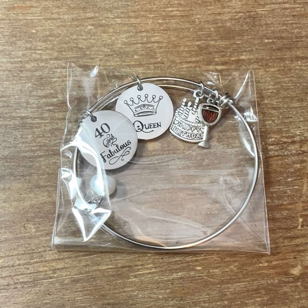 40th birthday bracelet w/ 5 charms